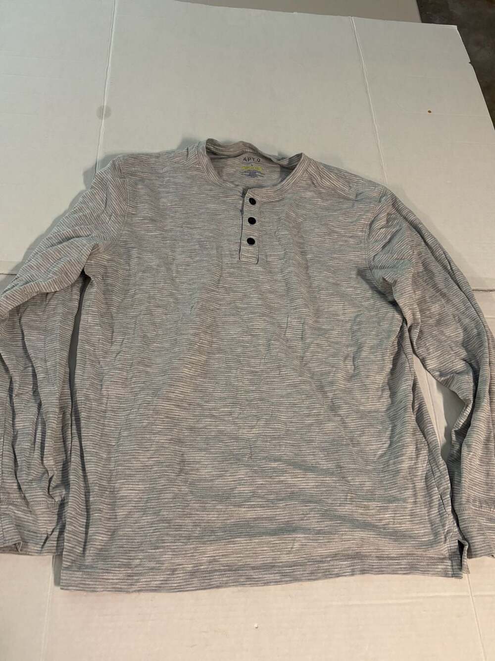 Apt. 9 Long Sleeve Henley Shirt in Grey Mens Large